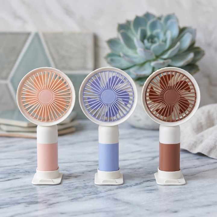 Mini Rechargeable Fan with Phone Stand Base