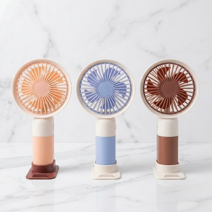 Mini Rechargeable Fan with Phone Stand Base