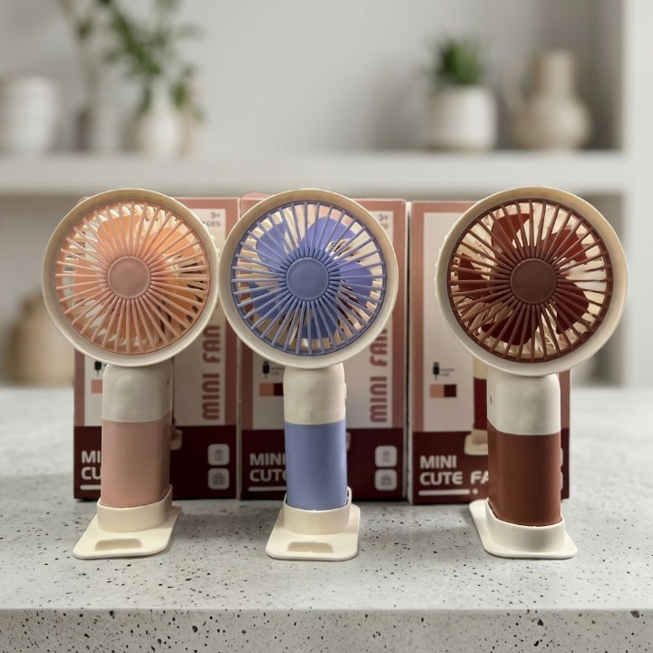 Mini Rechargeable Fan with Phone Stand Base