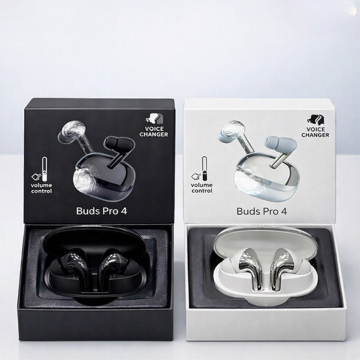 Buds Pro 4 Wireless Bluetooth Earbuds with Volume Control & Voice Changer