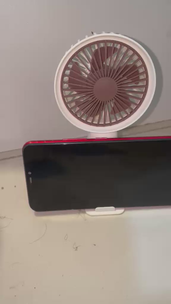 Mini Rechargeable Fan with Phone Stand Base